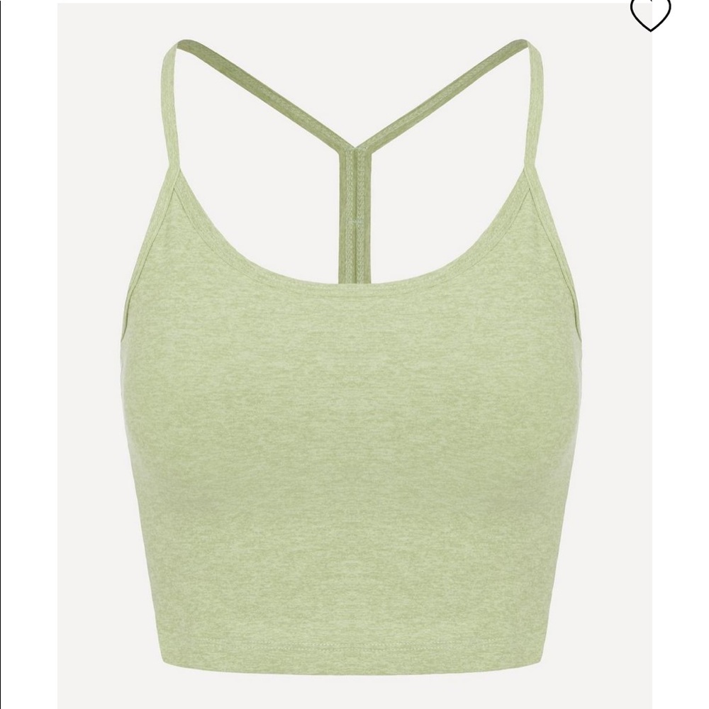 Beyond Yoga Spacedye Slim Racerback Crop in Pale Pine/Glade Green.